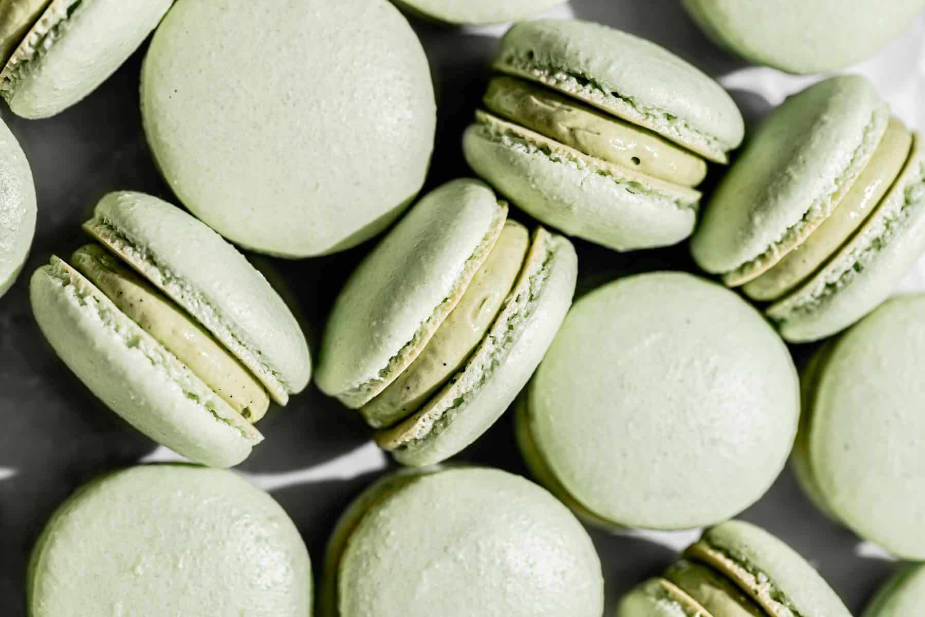 Scattered pistachio macarons